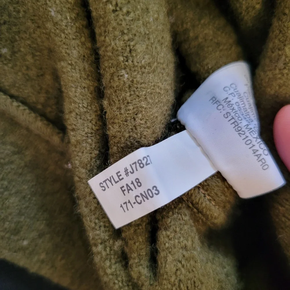 Wallace & Barnes Mens Olive Green Wool Side Zip Military Sweater Small Talon
